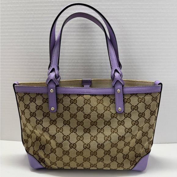 100% Authentic Gucci Monogram Small Craft Tote Lilac with pouch - Picture 3 of 13